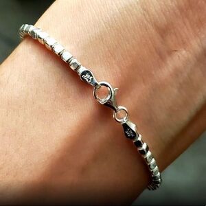 Sterling silver cube bead chain bracelet